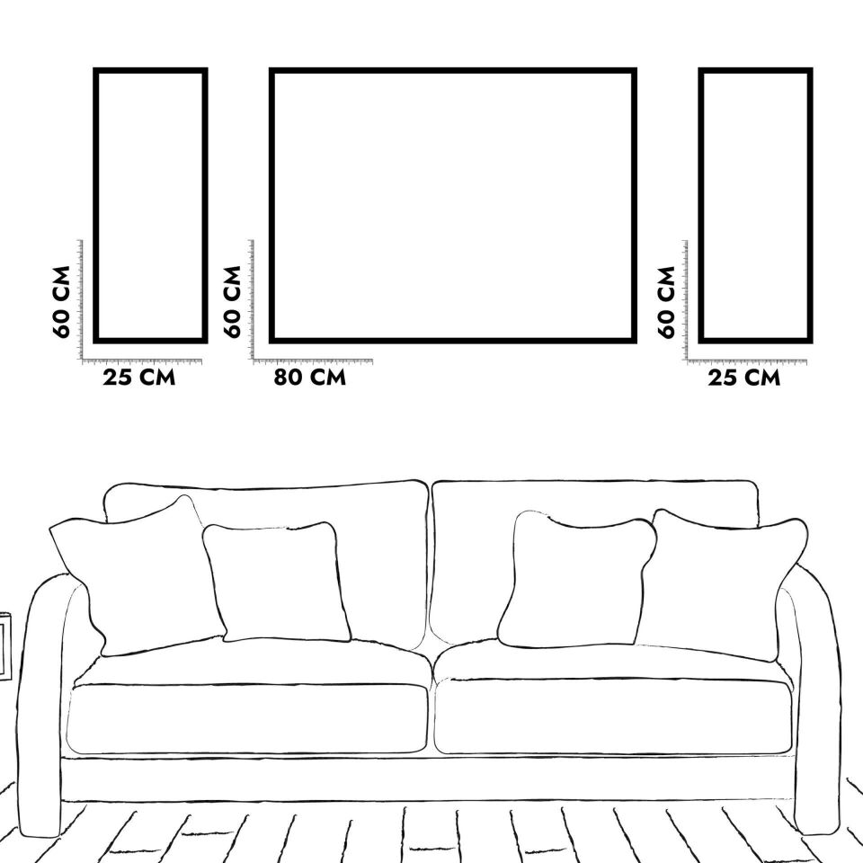 Asil Atlar Yan Dekorlu 3 Parça Pleksi Tablo DKRPLK 130 x 25 CM - Gümüş