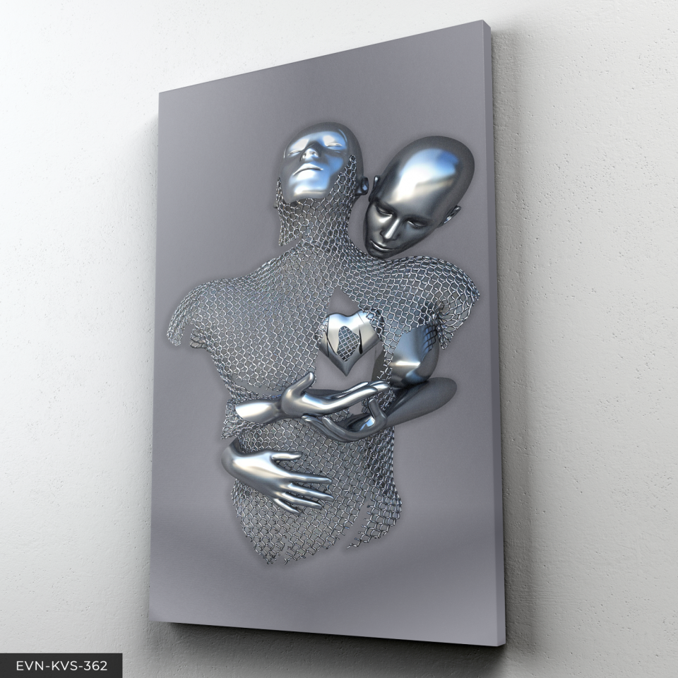 Modern Birleşme Aşk Temalı Sanatsal Tek Parça Kanvas - Canvas Tablo 140 x 90 CM - Çok Renkli