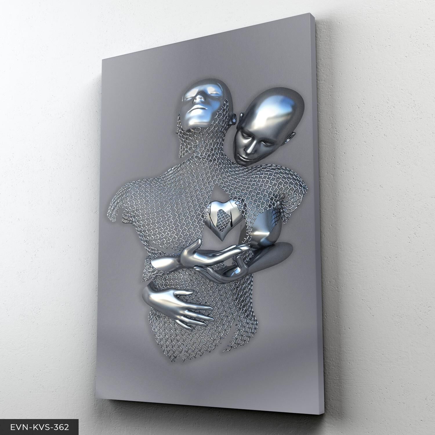 Modern Birleşme Aşk Temalı Sanatsal Tek Parça Kanvas - Canvas Tablo 40 x 30 CM - Çok Renkli