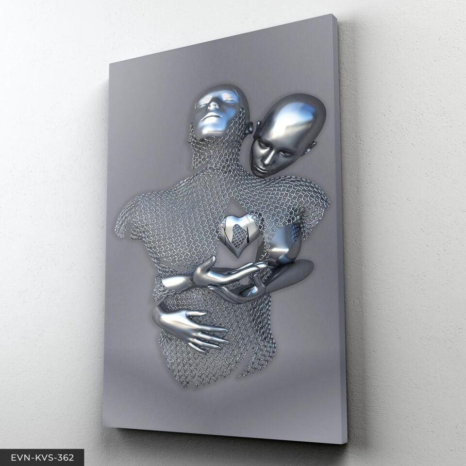 Modern Birleşme Aşk Temalı Sanatsal Tek Parça Kanvas - Canvas Tablo 140 x 90 CM - Çok Renkli