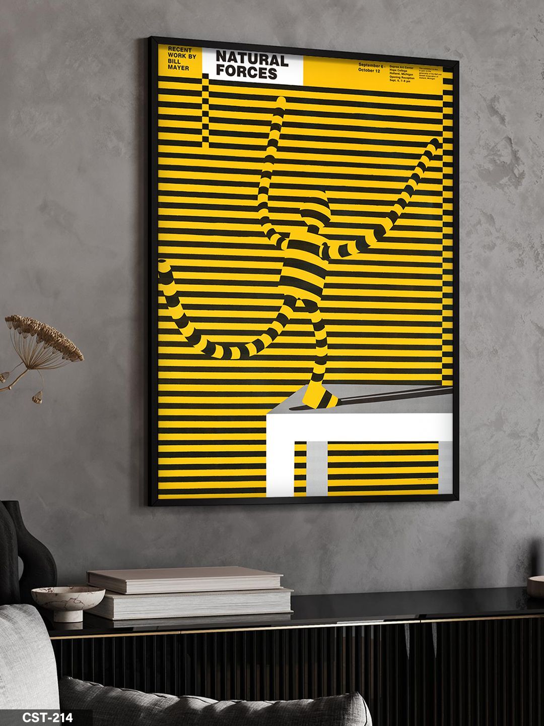Natural Forces Çizgili Tek Parça Ahşap Çerçeveli Tablo Siyah - 50 x 70 CM