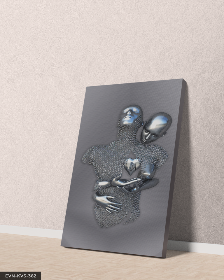 Modern Birleşme Aşk Temalı Sanatsal Tek Parça Kanvas - Canvas Tablo 140 x 90 CM - Çok Renkli