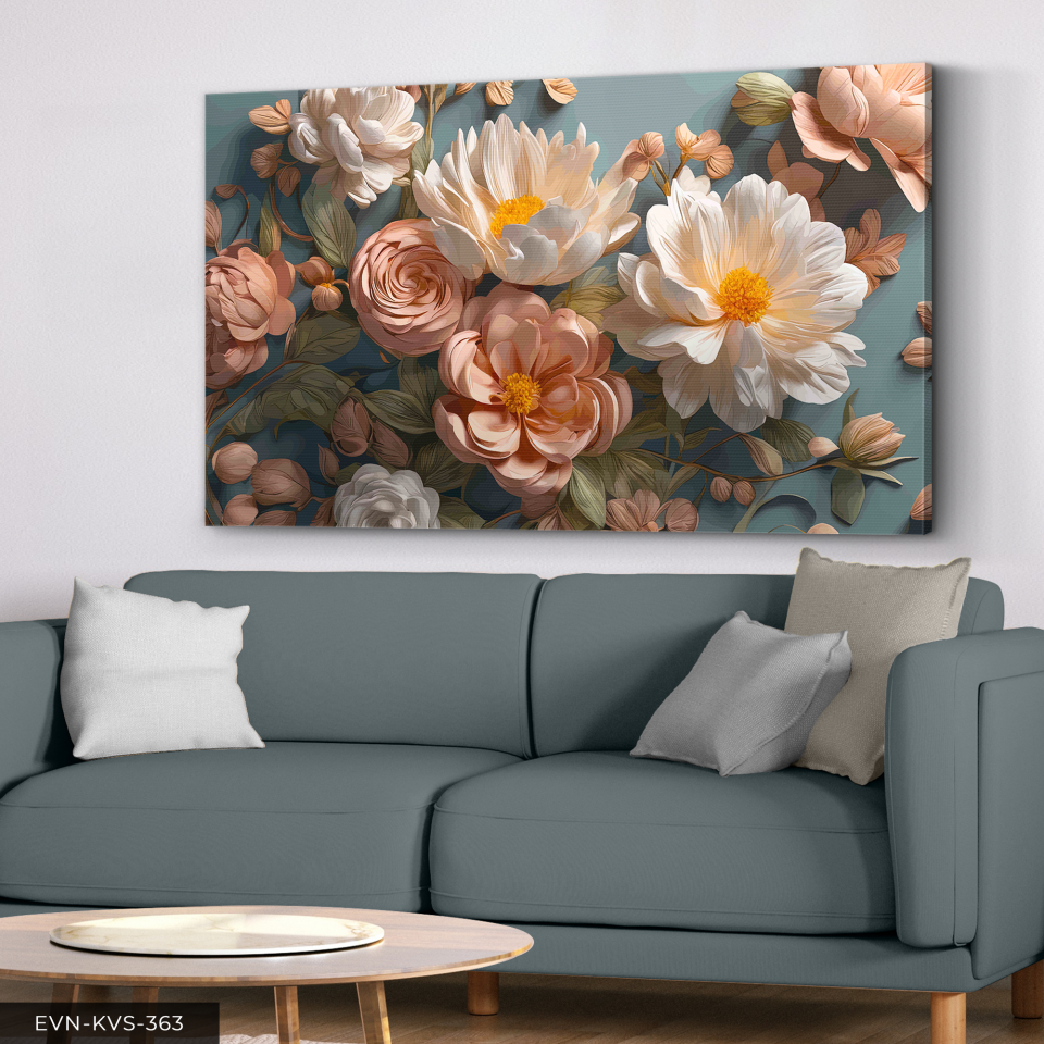 Renkli Çiçekler Tek Parça Kanvas - Canvas Tablo 140 x 90 CM - Çok Renkli