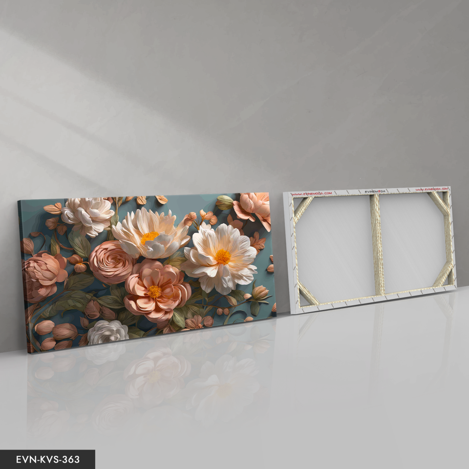 Renkli Çiçekler Tek Parça Kanvas - Canvas Tablo 140 x 90 CM - Çok Renkli