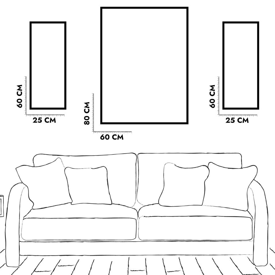 Afrikalı Kadın Yan Dekorlu 3 Parça Pleksi Tablo DKRPLK Gümüş - 110 x 80 CM