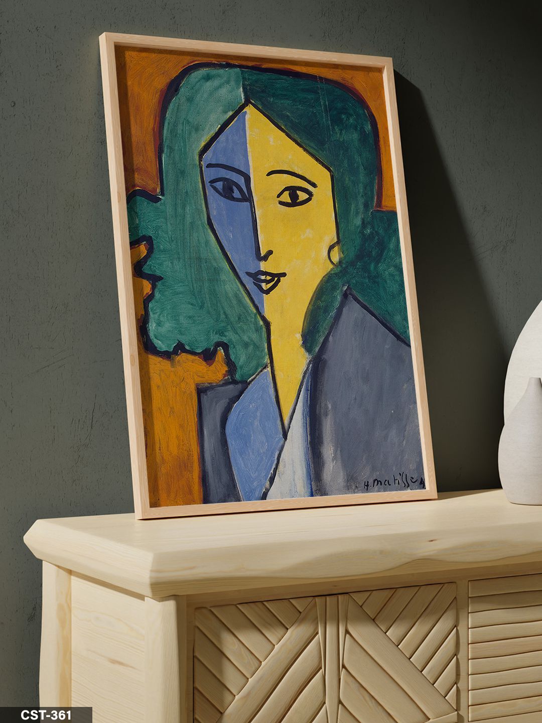 Henri Matisse Portrait Of Lydia Delectorskaya Tek Parça Ahşap Çerçeveli Tablo Naturel - 20 x 30 CM