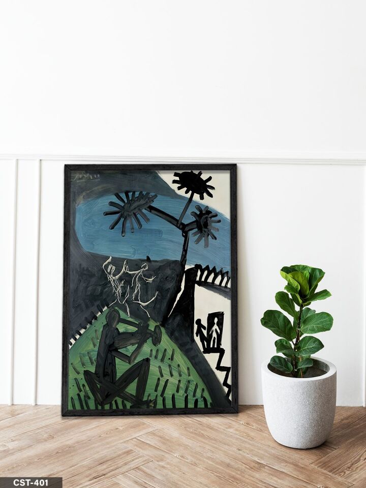 Pablo Picasso La Danse Tek Parça Ahşap Çerçeveli Tablo Siyah - 30 x 40 CM