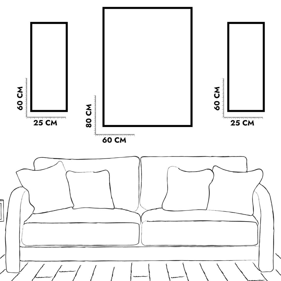 Afrikalı Kadın Yan Dekorlu 3 Parça Pleksi Tablo DKRPLK Gold - 110 x 80 CM