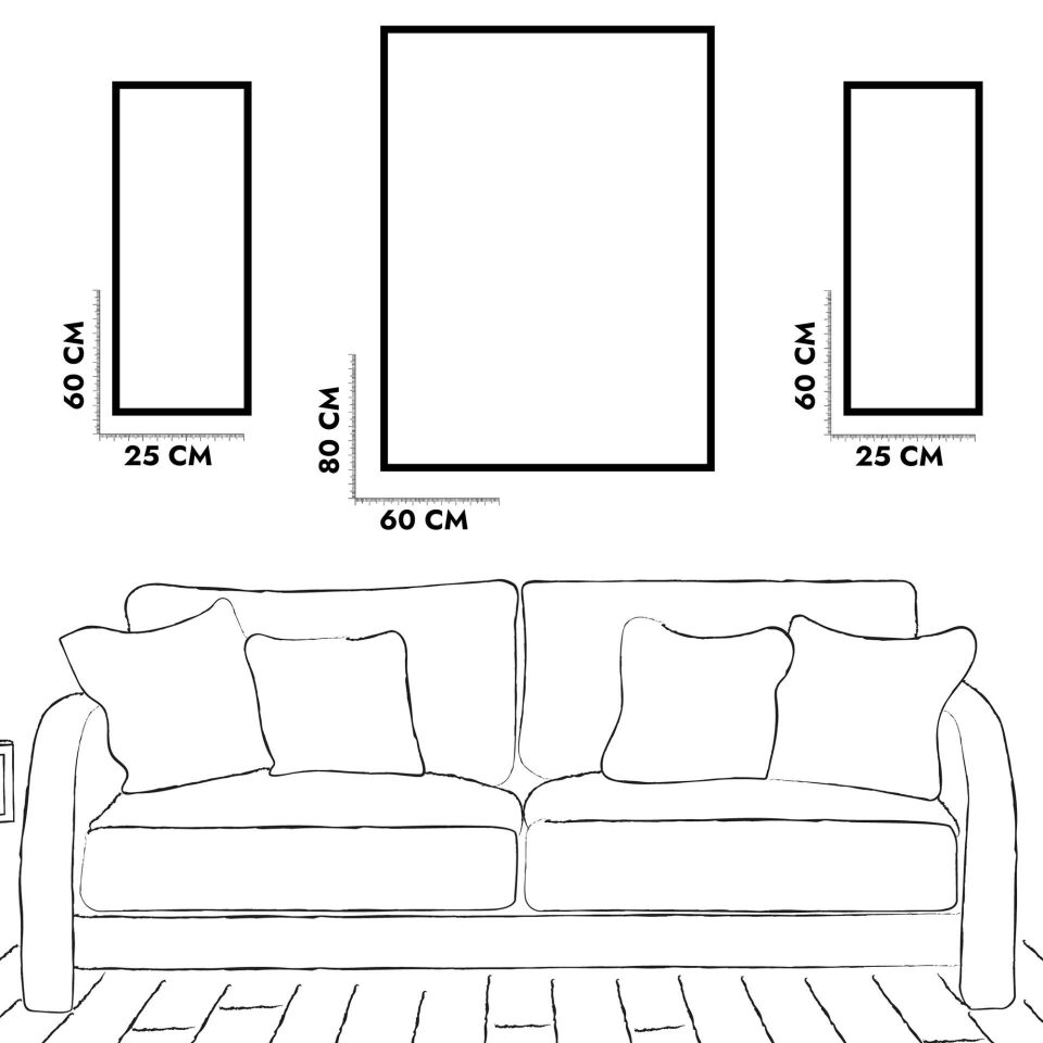 Afrikalı Kadın Yan Dekorlu 3 Parça Pleksi Tablo DKRPLK Gümüş - 110 x 80 CM