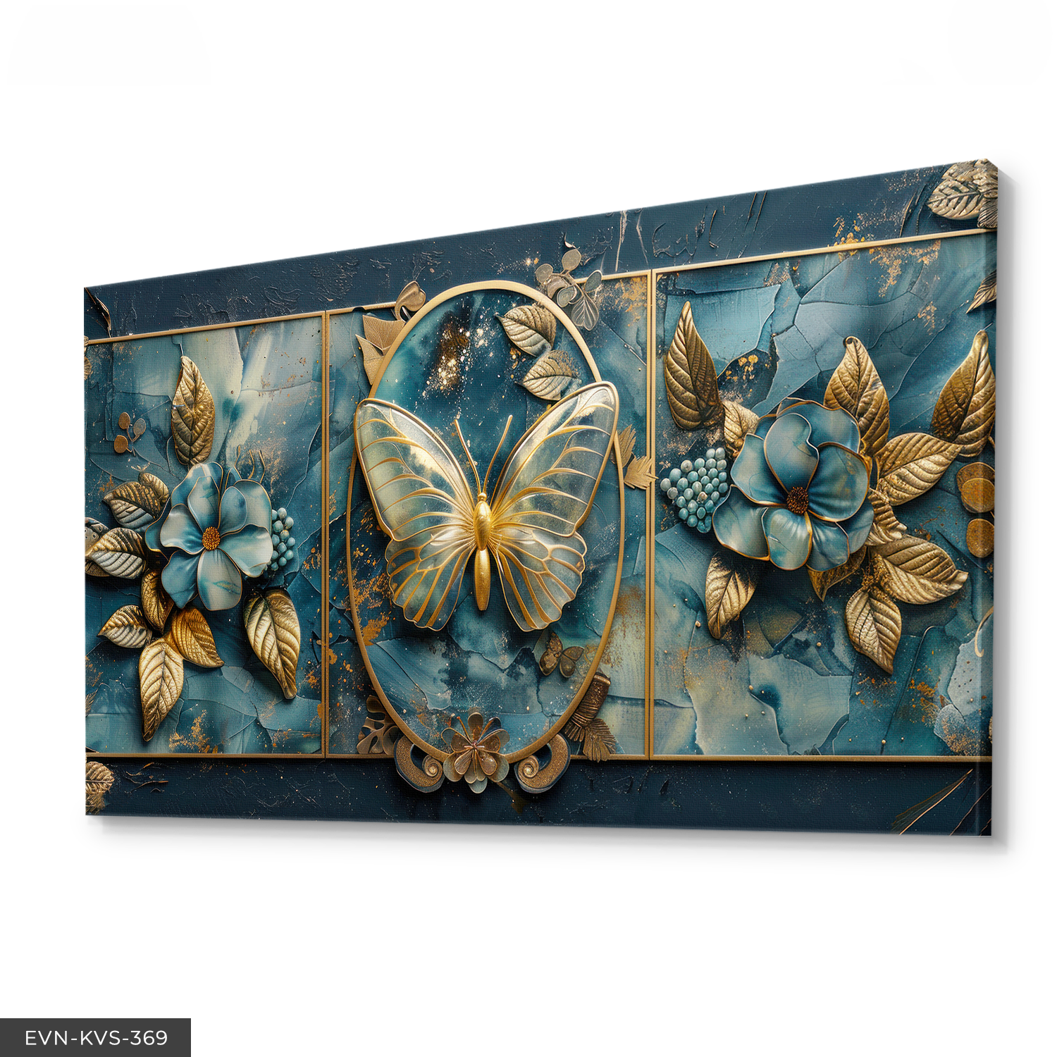 Kelebek Ve Çiçekler Tek Parça Kanvas - Canvas Tablo 140 x 90 CM - Çok Renkli