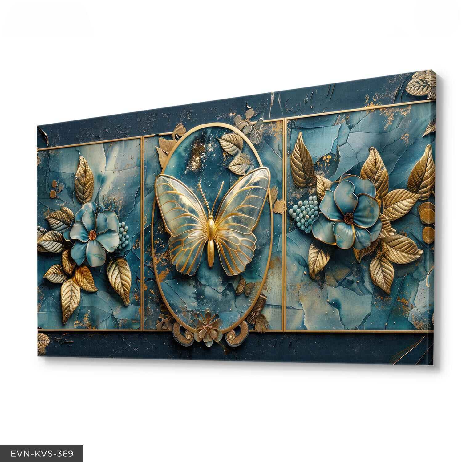 Kelebek Ve Çiçekler Tek Parça Kanvas - Canvas Tablo 40 x 30 CM - Çok Renkli