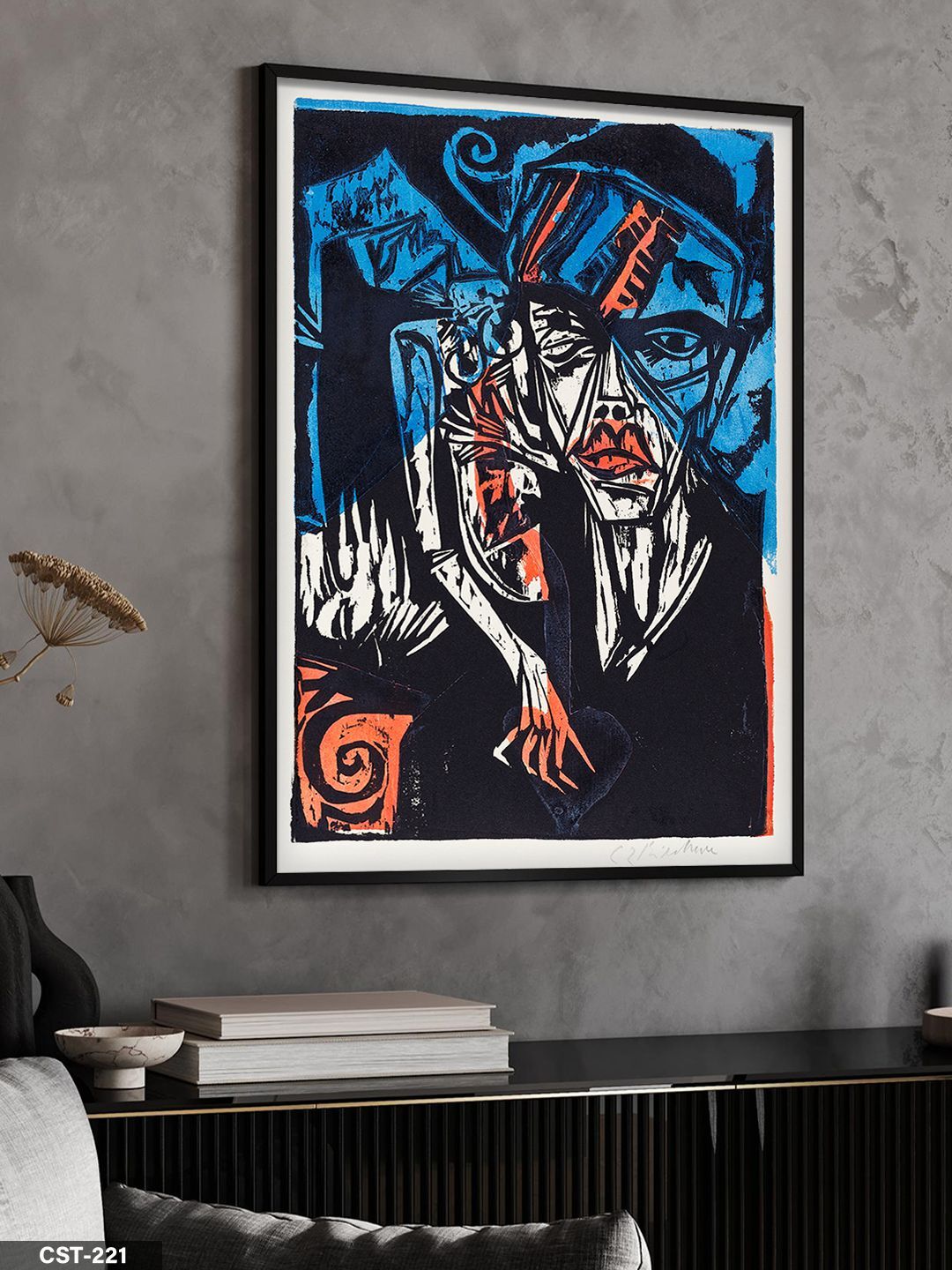 Ernst Kirchner Classic Poster Tek Parça Ahşap Çerçeveli Tablo Siyah - 50 x 70 CM
