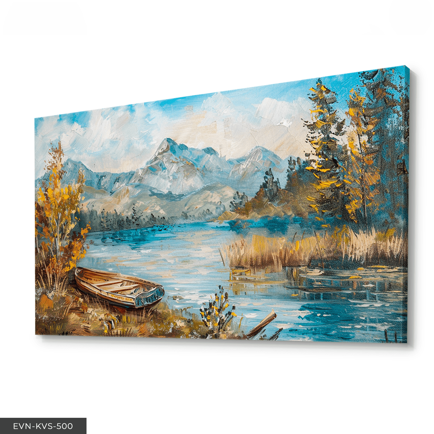 Yağlı Boya Görünümlü Kayık Tek Parça Kanvas - Canvas Tablo 65 x 45 CM - Çok Renkli