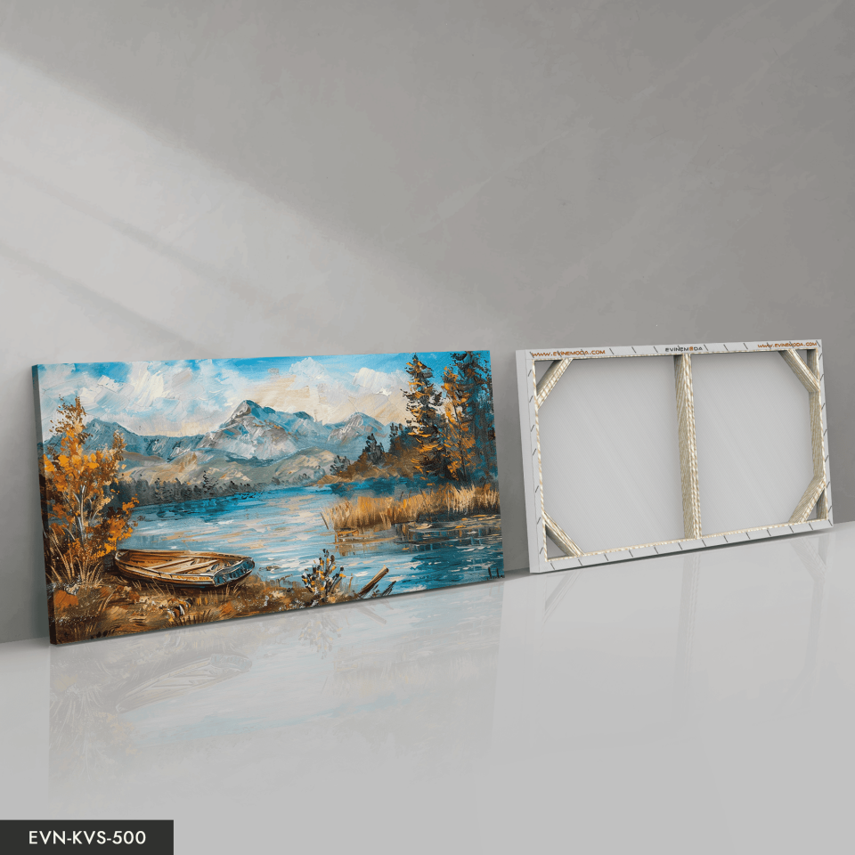 Yağlı Boya Görünümlü Kayık Tek Parça Kanvas - Canvas Tablo 65 x 45 CM - Çok Renkli