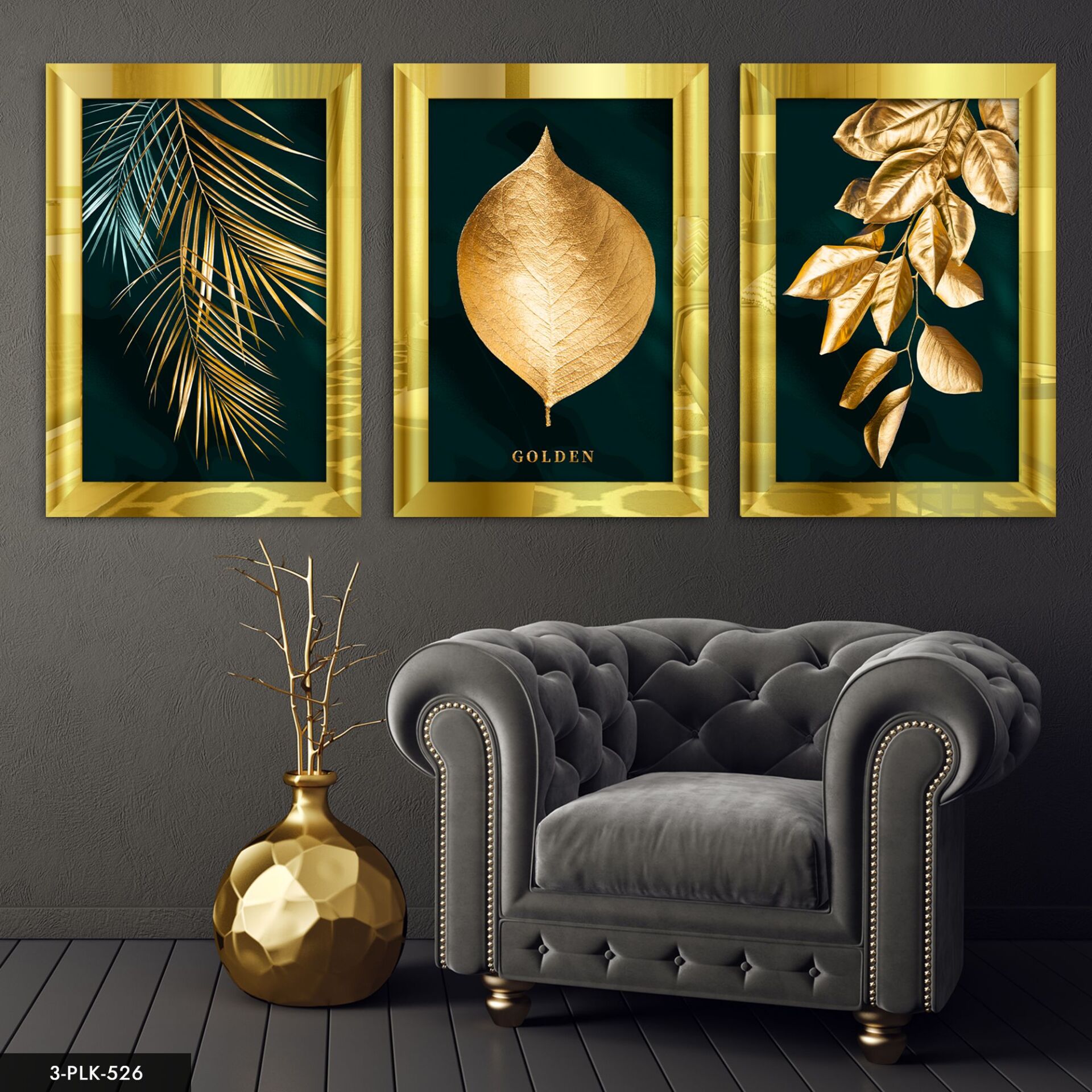 Pleksi Aynalı Tablo 60 x 80 CM - Gold