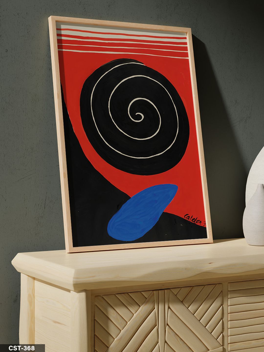 Siyah Spiral Tek Parça Ahşap Çerçeveli Tablo Naturel - 20 x 30 CM