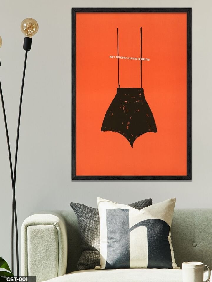 Don't overexpose classified information Tek Parça Ahşap Çerçeveli Tablo Siyah - 20 x 30 CM