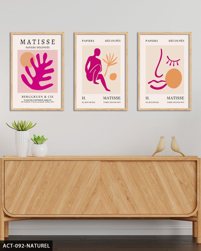 Matisse Eser 3 Parça Ahşap Çerçeveli Tablo Naturel - 20 x 30 CM