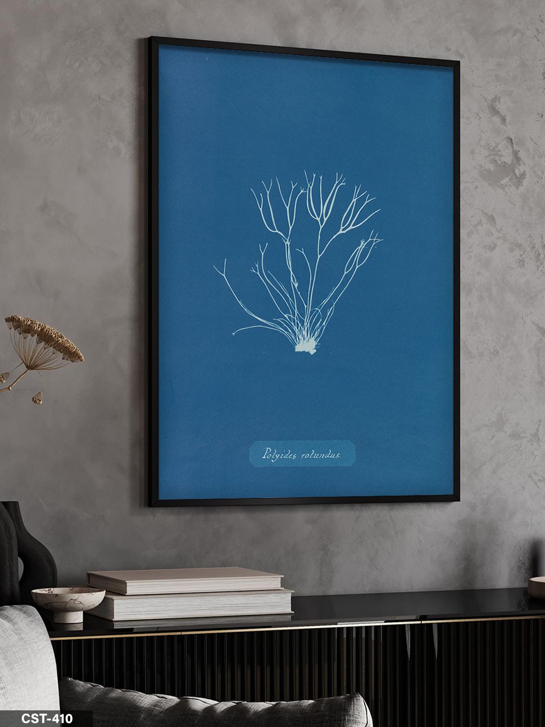 Polysiphonia Rotundus Tek Parça Ahşap Çerçeveli Tablo Siyah - 30 x 40 CM