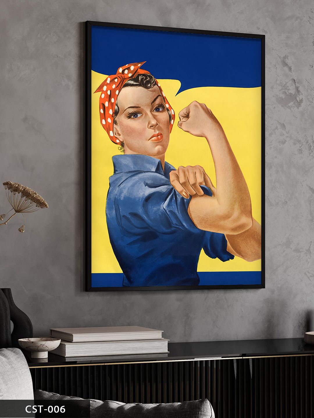 Güçlü Kadın Tek Parça Ahşap Çerçeveli Tablo Siyah - 20 x 30 CM