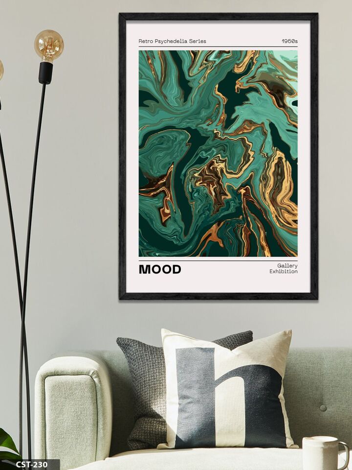 Retro Psychedelia Series MOOD Tek Parça Ahşap Çerçeveli Tablo Siyah - 50 x 70 CM