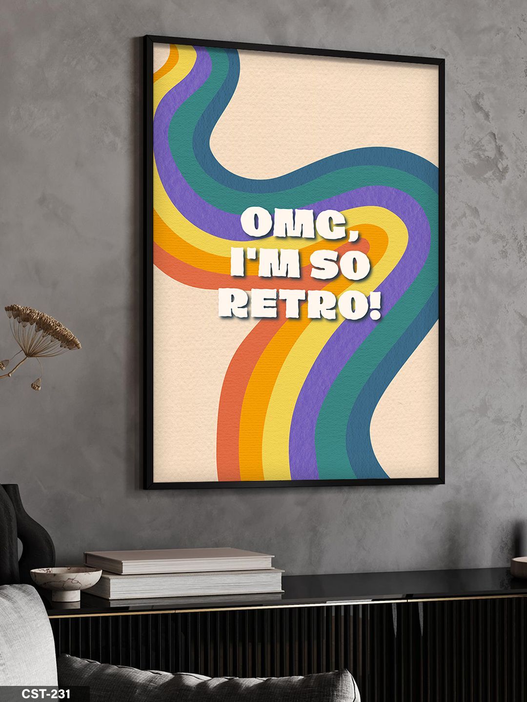 Omg I'm So Retro! Tek Parça Ahşap Çerçeveli Tablo Siyah - 50 x 70 CM
