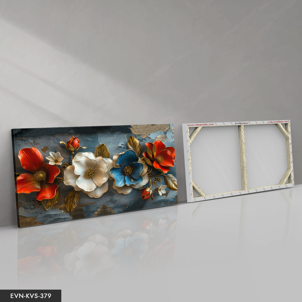 Renkli Çiçekler Tek Parça Kanvas - Canvas Tablo 140 x 90 CM - Çok Renkli