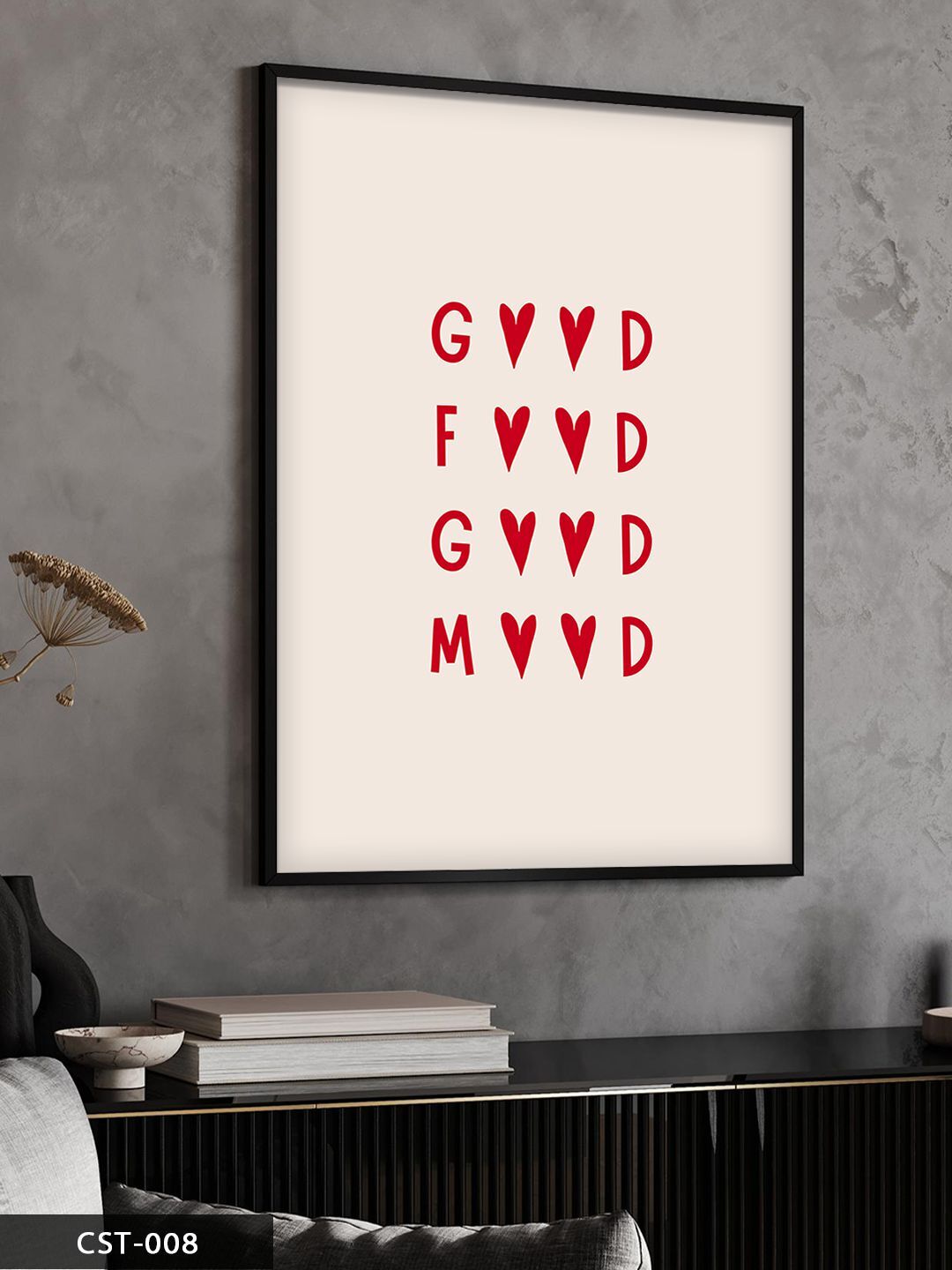 Good Food, Good Mood Tek Parça Ahşap Çerçeveli Tablo Siyah - 20 x 30 CM