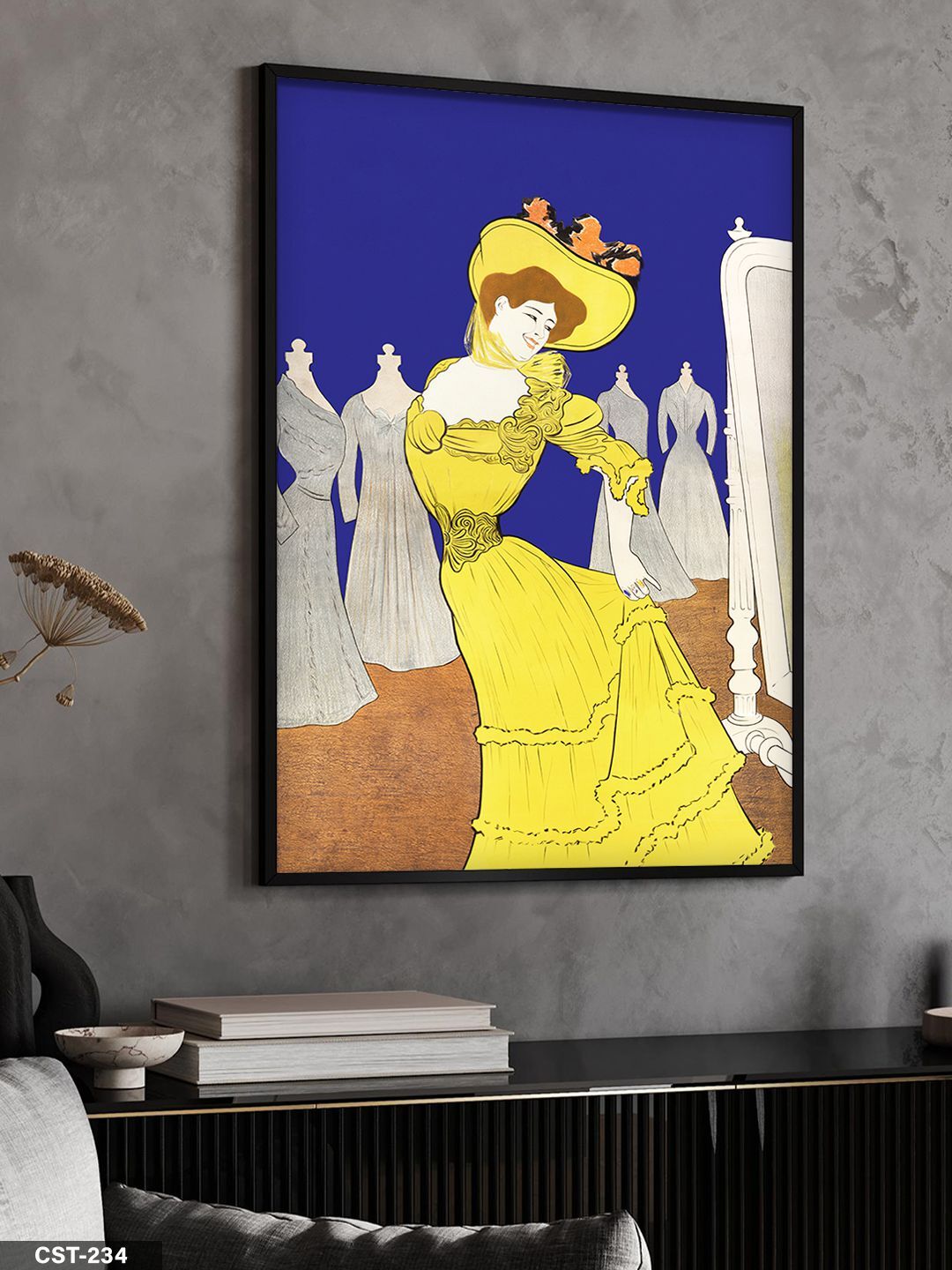 Dansçı Kadın Tek Parça Ahşap Çerçeveli Tablo Siyah - 50 x 70 CM