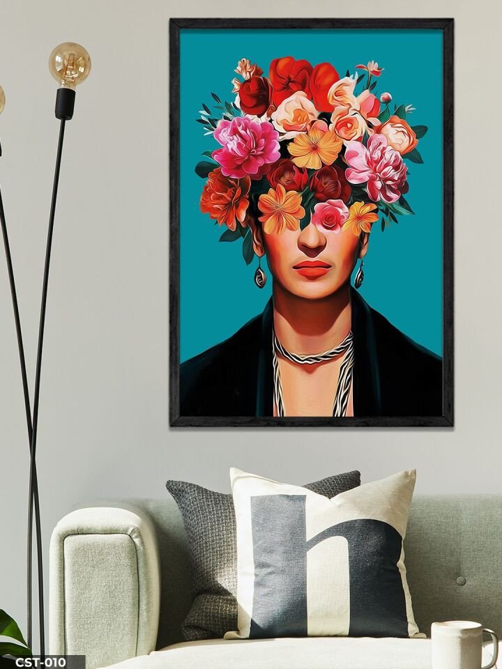 Kahlo Tek Parça Ahşap Çerçeveli Tablo Siyah - 20 x 30 CM