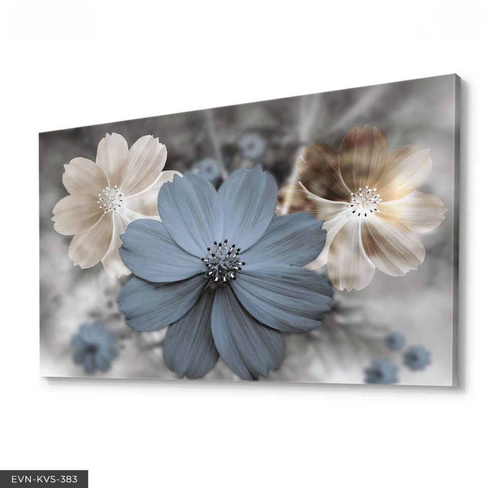 Renkli Çiçekler Tek Parça Kanvas - Canvas Tablo 140 x 90 CM - Çok Renkli