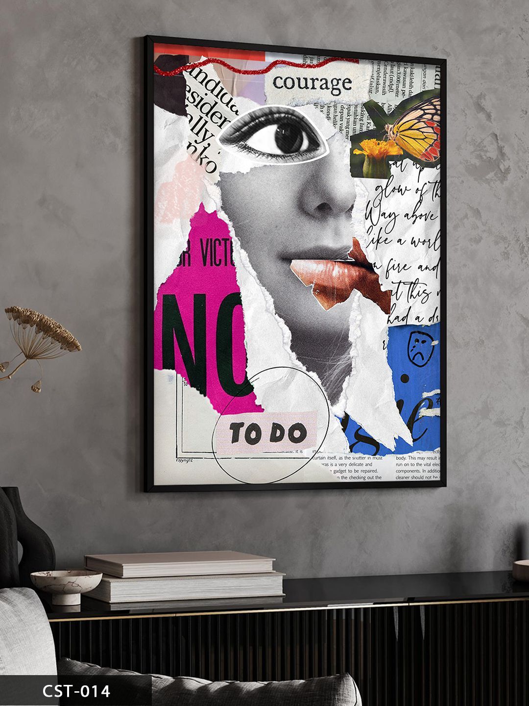 Modern Gazete Kağıdı Tek Parça Ahşap Çerçeveli Tablo Siyah - 20 x 30 CM