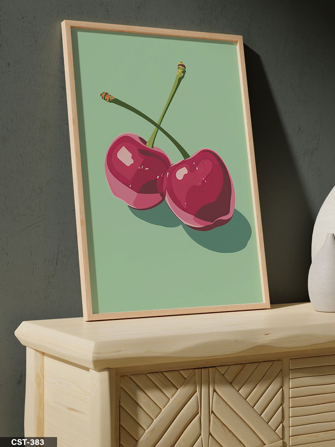 Kiraz Tek Parça Ahşap Çerçeveli Tablo Naturel - 20 x 30 CM