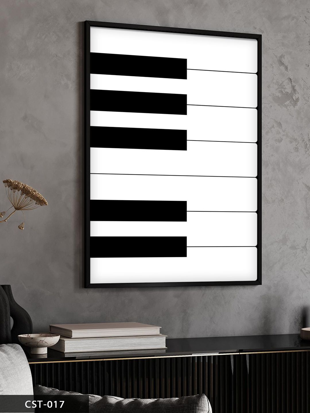 Piyano Tek Parça Ahşap Çerçeveli Tablo Siyah - 20 x 30 CM