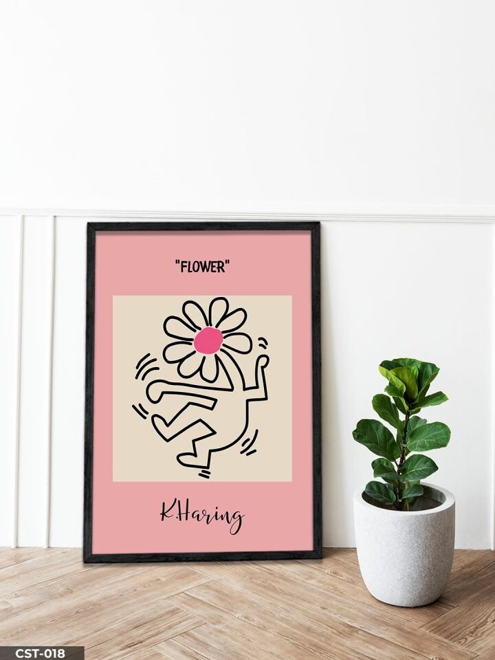 Flower Tek Parça Ahşap Çerçeveli Tablo Siyah - 20 x 30 CM