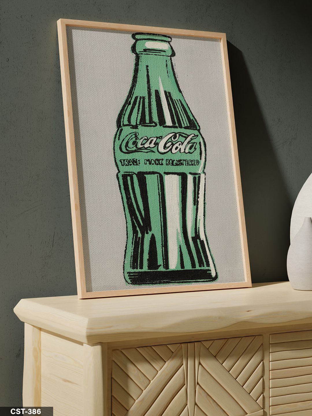 Andy Warhol Coca Cola Bottle Tek Parça Ahşap Çerçeveli Tablo Naturel - 20 x 30 CM
