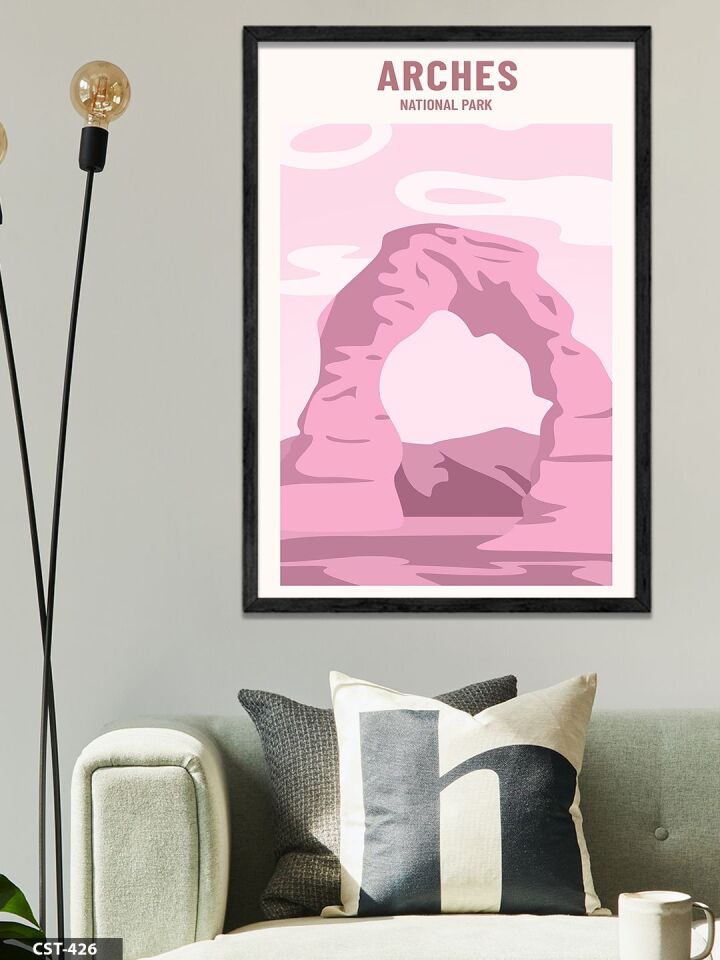 Arches National Park Tek Parça Ahşap Çerçeveli Tablo Siyah - 30 x 40 CM