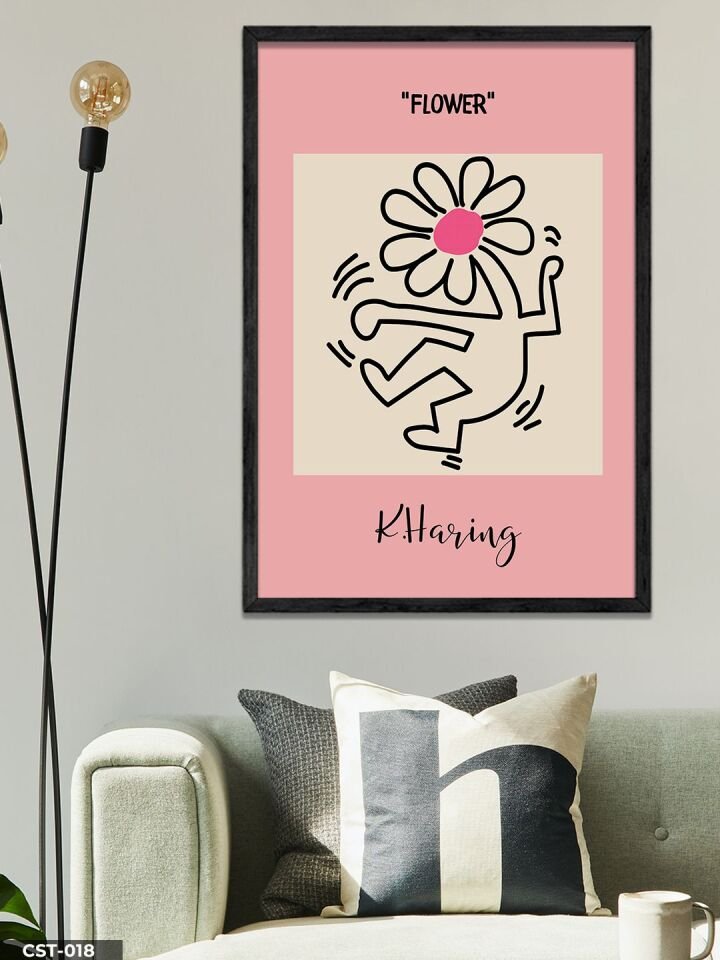 Flower Tek Parça Ahşap Çerçeveli Tablo Siyah - 20 x 30 CM