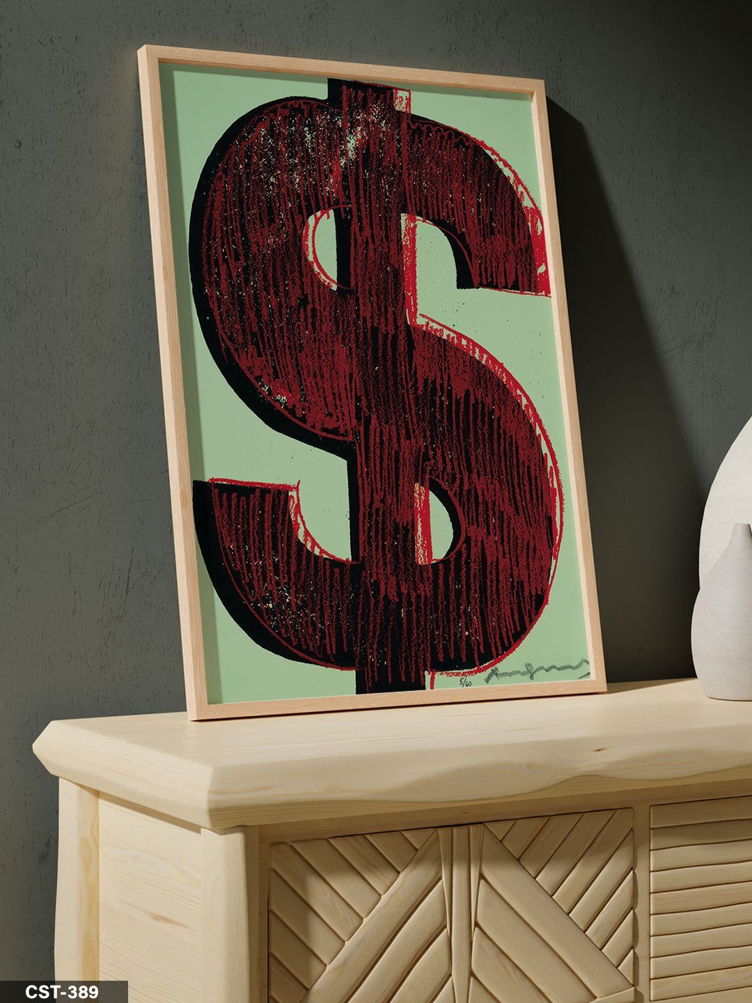 Dolar Tek Parça Ahşap Çerçeveli Tablo Naturel - 20 x 30 CM