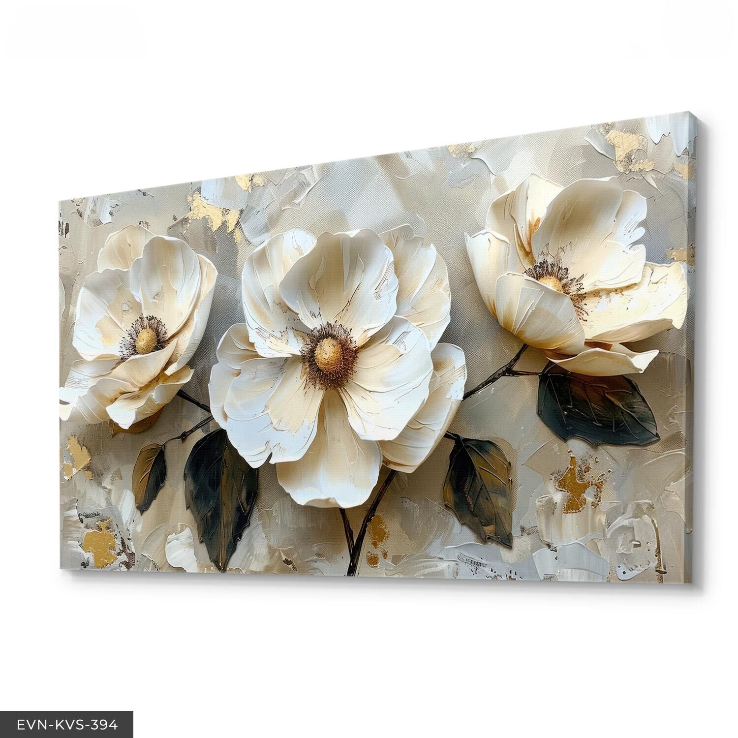 Yağlı Boya Görünümlü Çiçekler Tek Parça Kanvas - Canvas Tablo