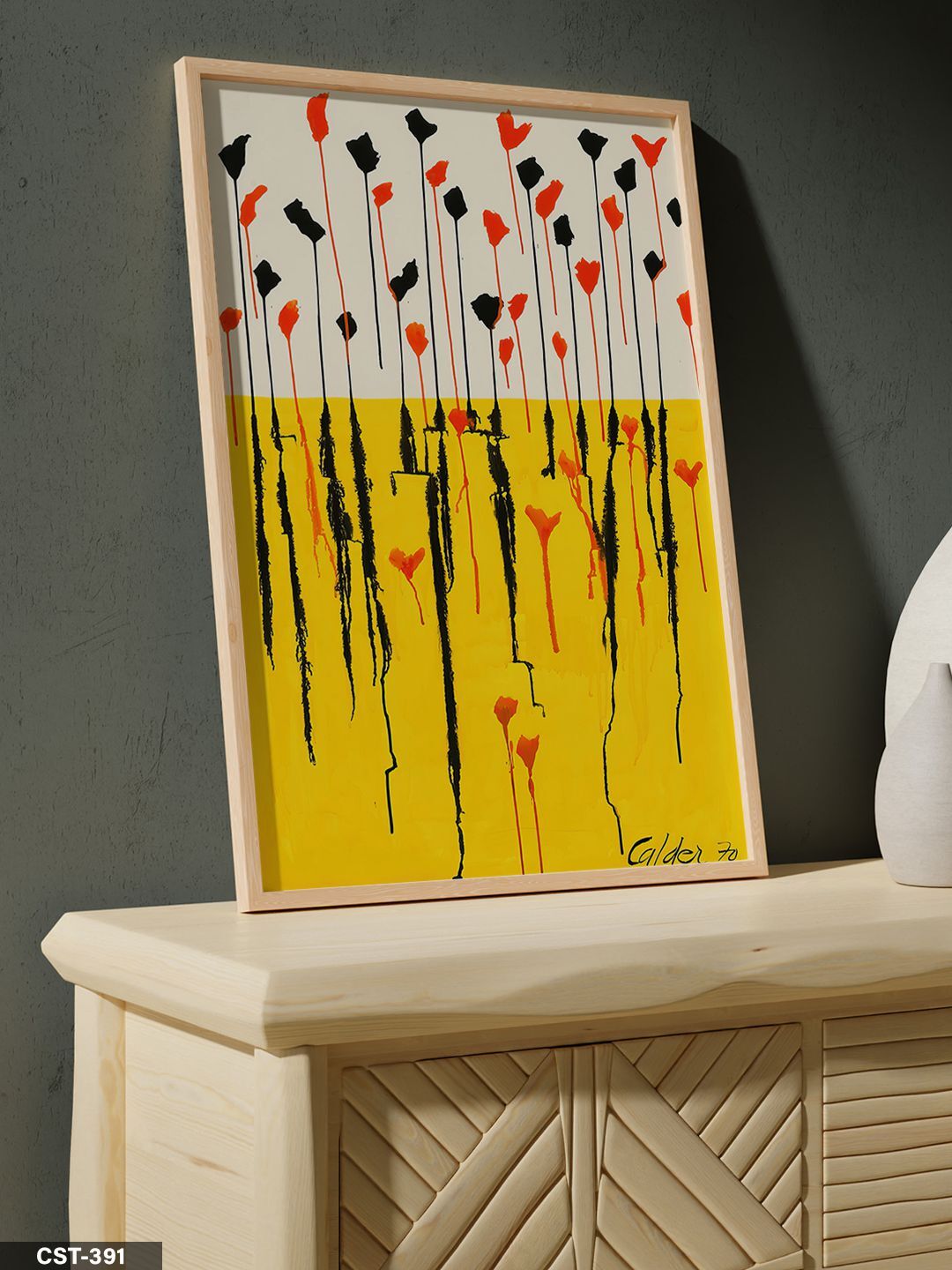 Boya İzleri Tek Parça Ahşap Çerçeveli Tablo Naturel - 20 x 30 CM