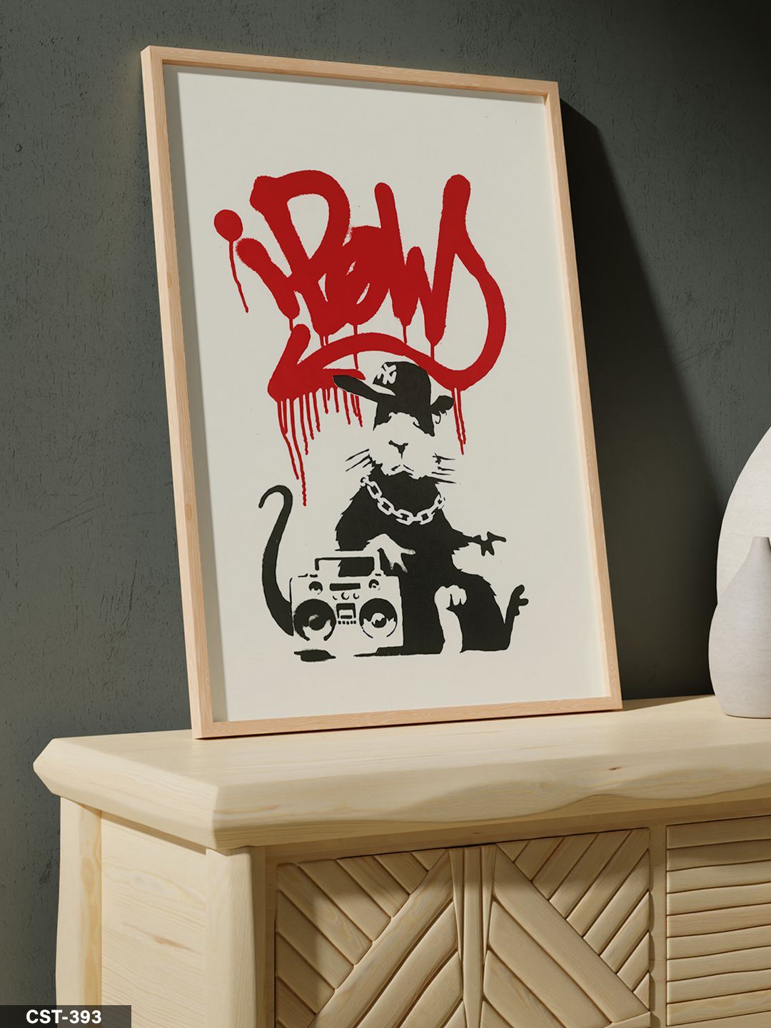 Rapçi Fare Tek Parça Ahşap Çerçeveli Tablo Naturel - 20 x 30 CM