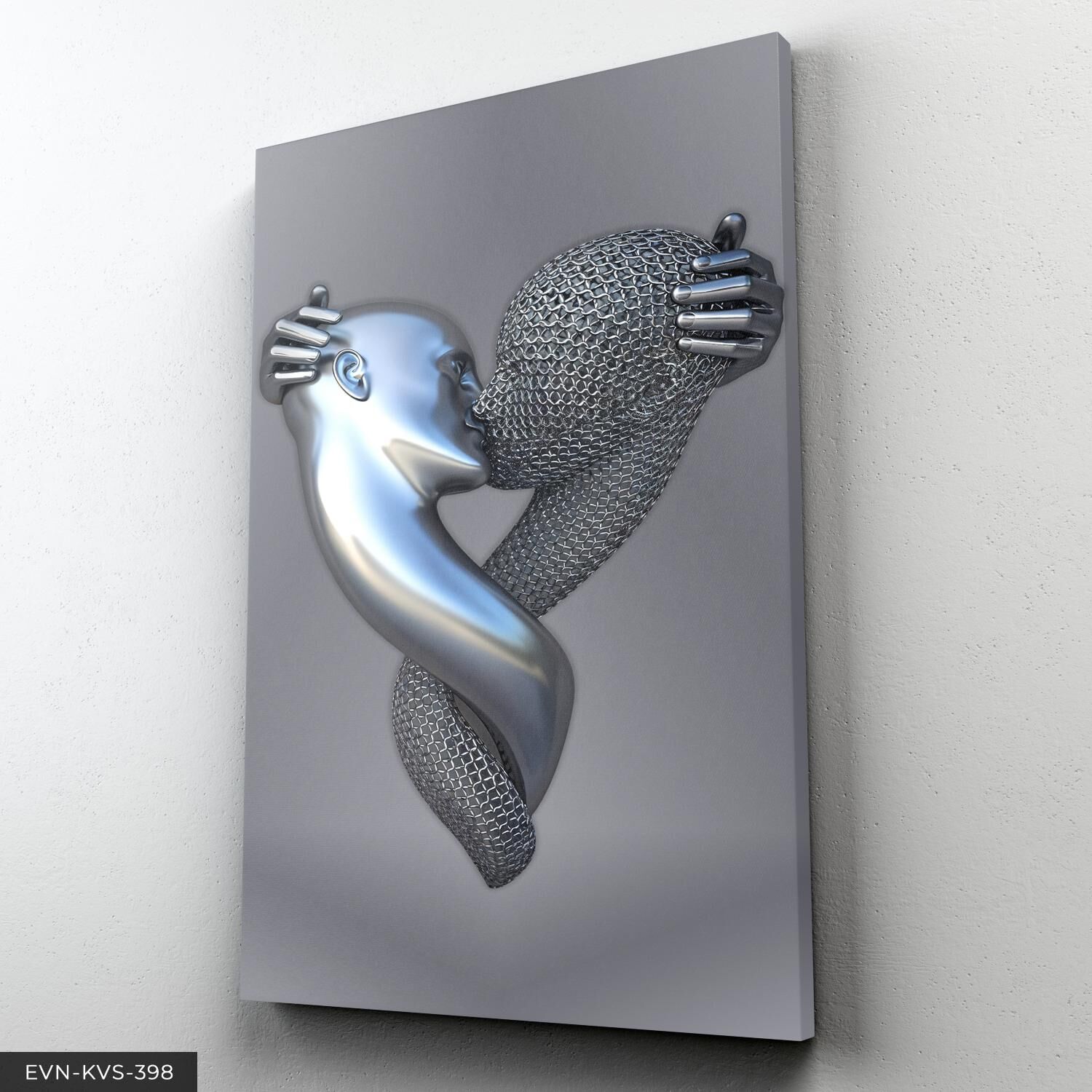 Modern Birleşme Aşk Temalı Sevgili Sanatsal Tek Parça Kanvas - Canvas Tablo 40 x 30 CM - Çok Renkli