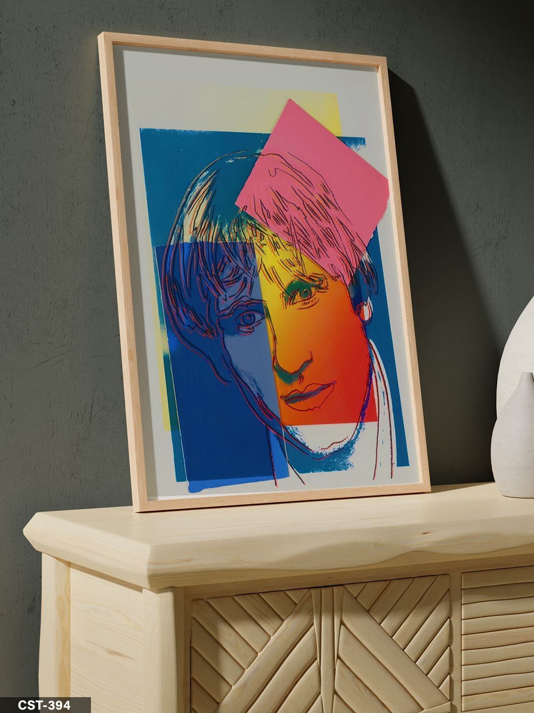 Renkli Portre Tek Parça Ahşap Çerçeveli Tablo Naturel - 20 x 30 CM