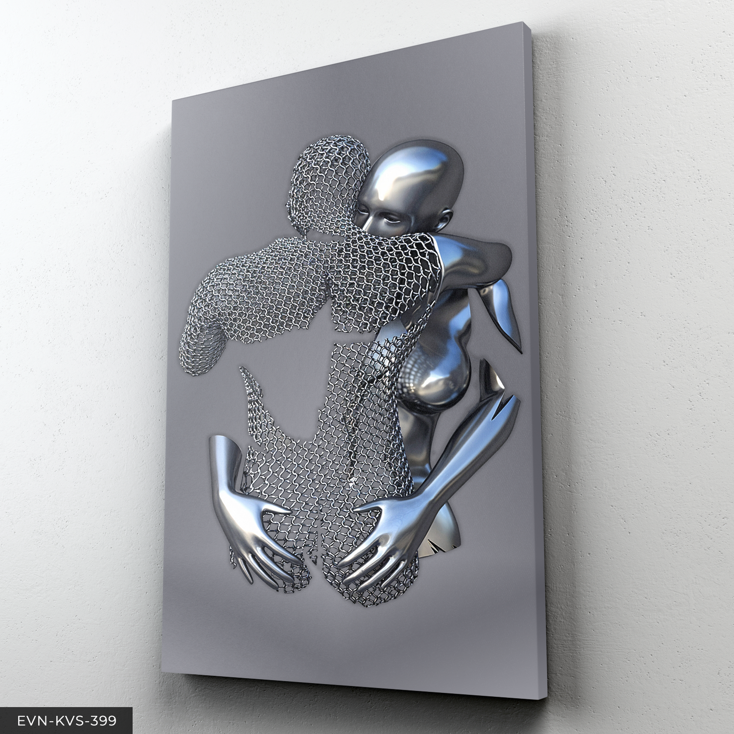 Modern Birleşme Aşk Temalı Sevgili Sanatsal Tek Parça Kanvas - Canvas Tablo 140 x 90 CM - Çok Renkli