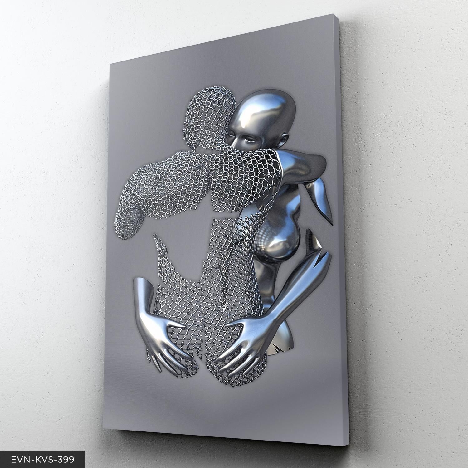 Modern Birleşme Aşk Temalı Sevgili Sanatsal Tek Parça Kanvas - Canvas Tablo 40 x 30 CM - Çok Renkli