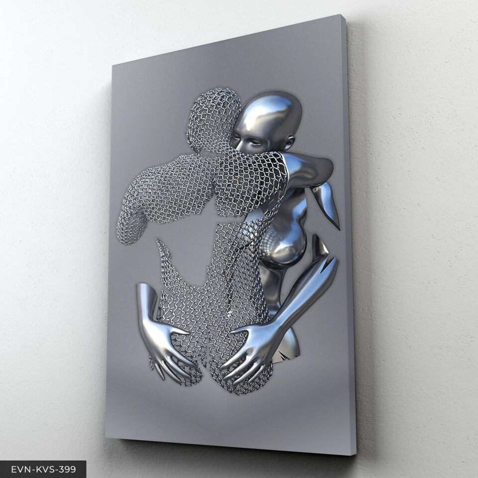 Modern Birleşme Aşk Temalı Sevgili Sanatsal Tek Parça Kanvas - Canvas Tablo