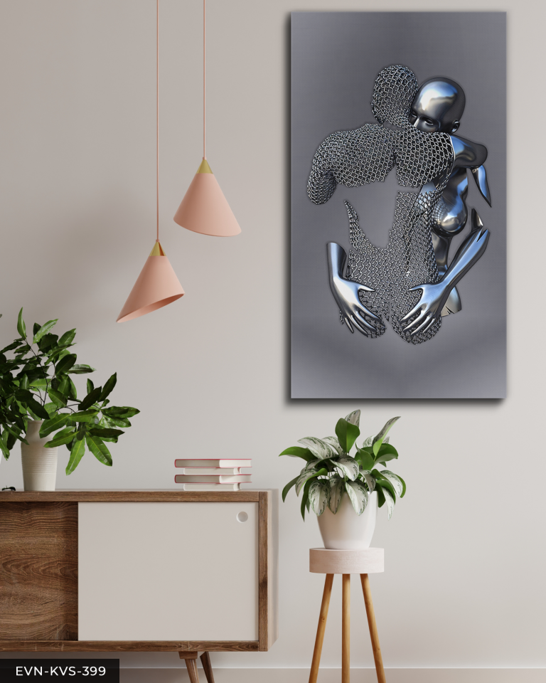 Modern Birleşme Aşk Temalı Sevgili Sanatsal Tek Parça Kanvas - Canvas Tablo 140 x 90 CM - Çok Renkli