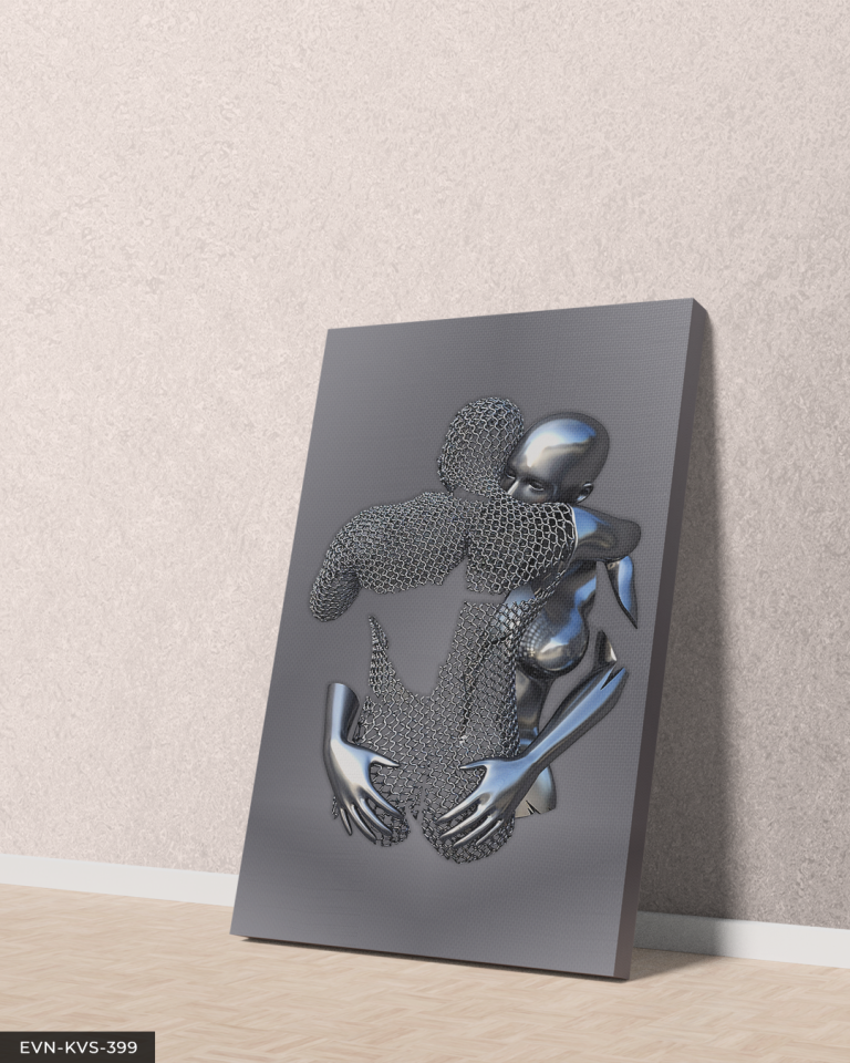 Modern Birleşme Aşk Temalı Sevgili Sanatsal Tek Parça Kanvas - Canvas Tablo 140 x 90 CM - Çok Renkli