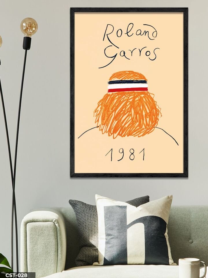 Roland Garros 1981 Tek Parça Ahşap Çerçeveli Tablo Siyah - 20 x 30 CM